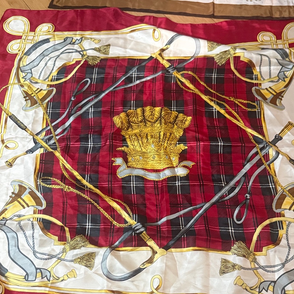 Vintage Red and Gold Plaid Scarf sunkyung Sa